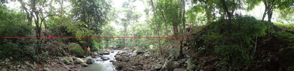 The next bridge will be built above the red high water line in Cinta Verde, Nicaragua
