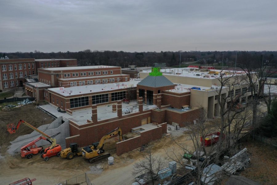 Drone flyover photo of the construction zone on December 15. 