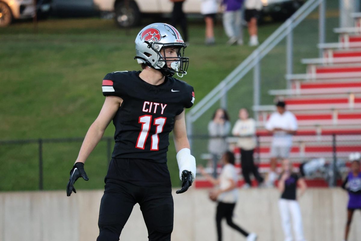 Safety Connor Cross '25 during this season's game against Liberty