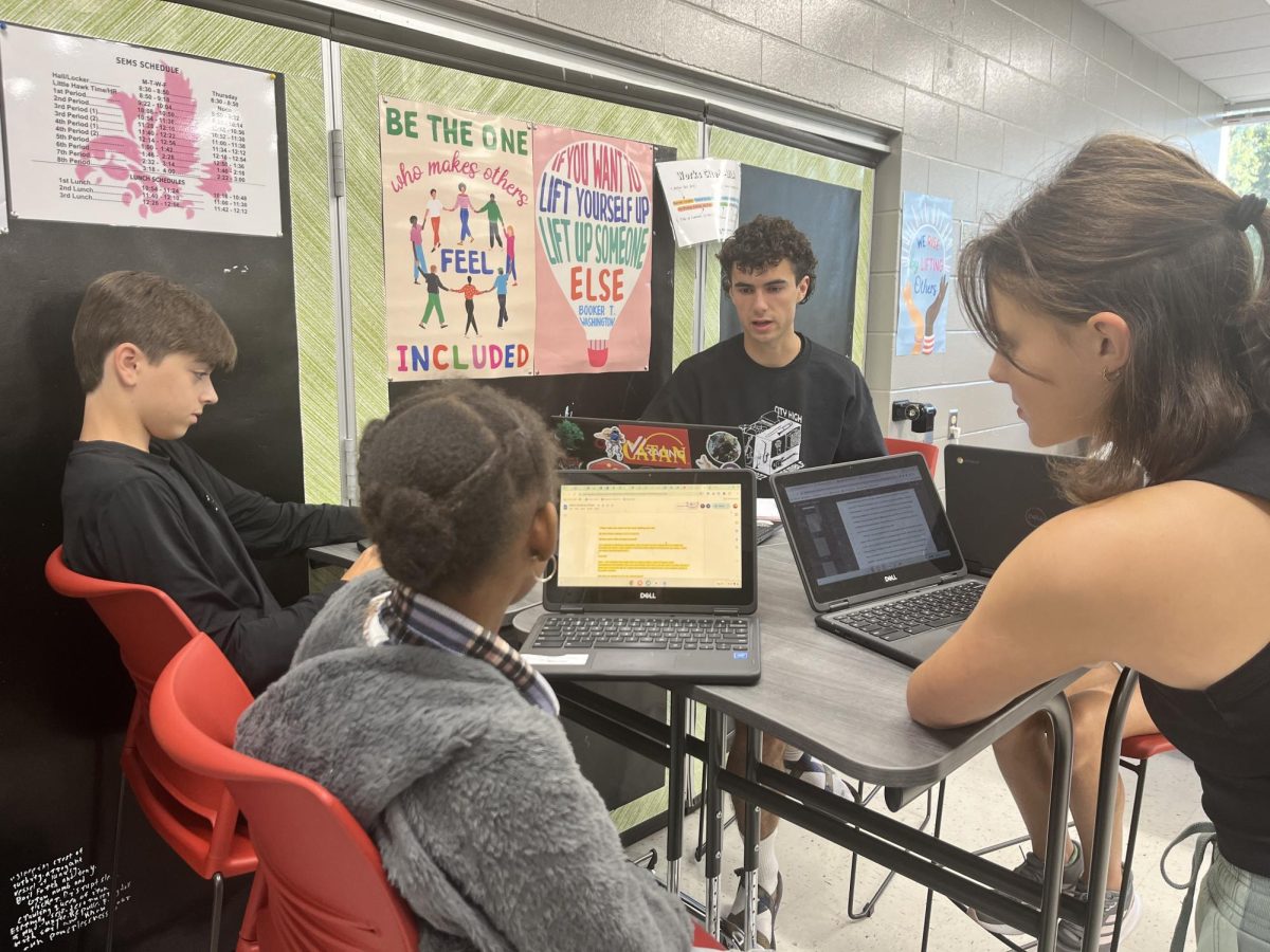 High School Mock Trial members advise middle school students as part of the new South East Middle School team