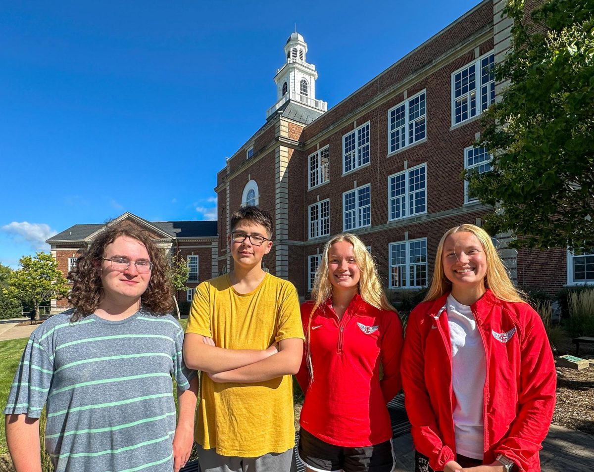 City High's National Merit Semifinalists. Left to right: Owen Ruth, Kaden Huntley, Nina Peterson, and Nicole Peterson