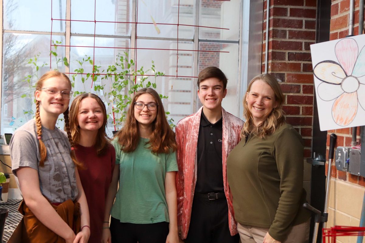 The Garden club crew from left to right Gwen Arab, Jace Barreras, Zoee Noble, Lucas Iverson and Ms Lestina.